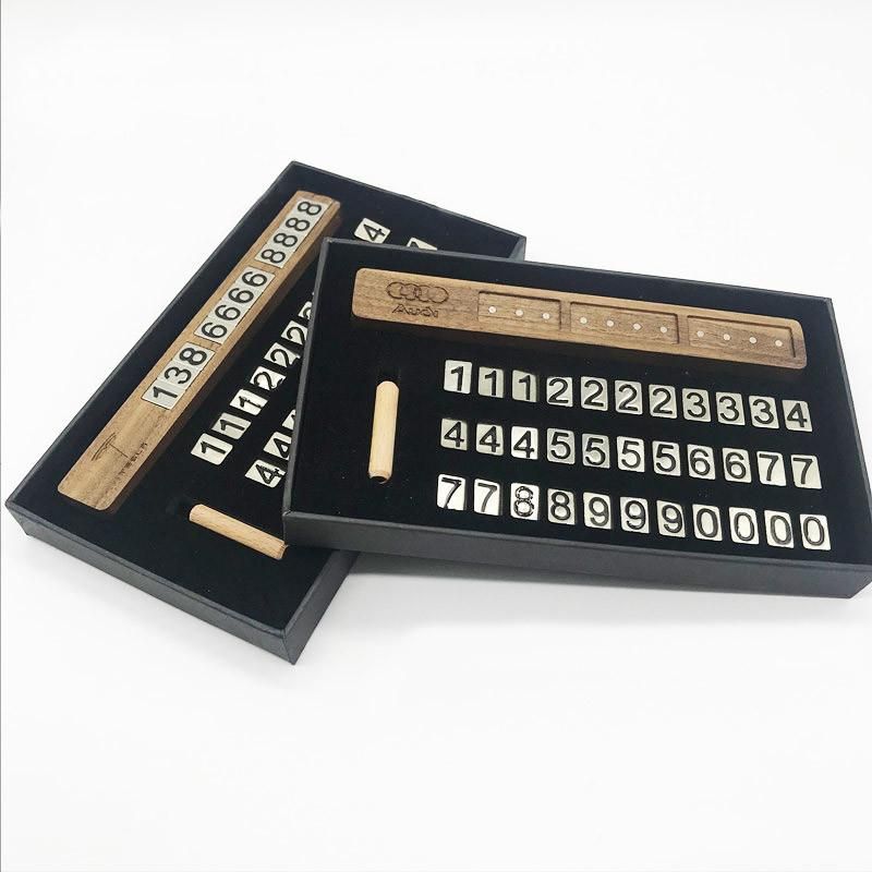 New Wood Temporary Magnetic Digit Card Display Wooden Numbers Contact Car Mobile Phone Parking Number Plate.