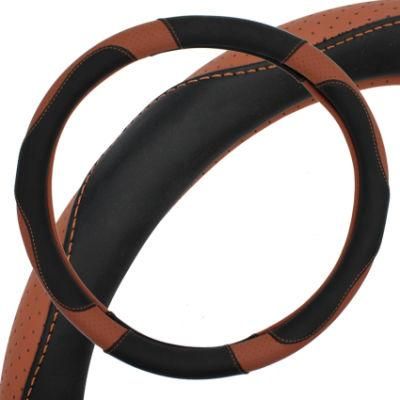 Brown Car Vehicle PU Leather Steering Wheel Wrap Cover