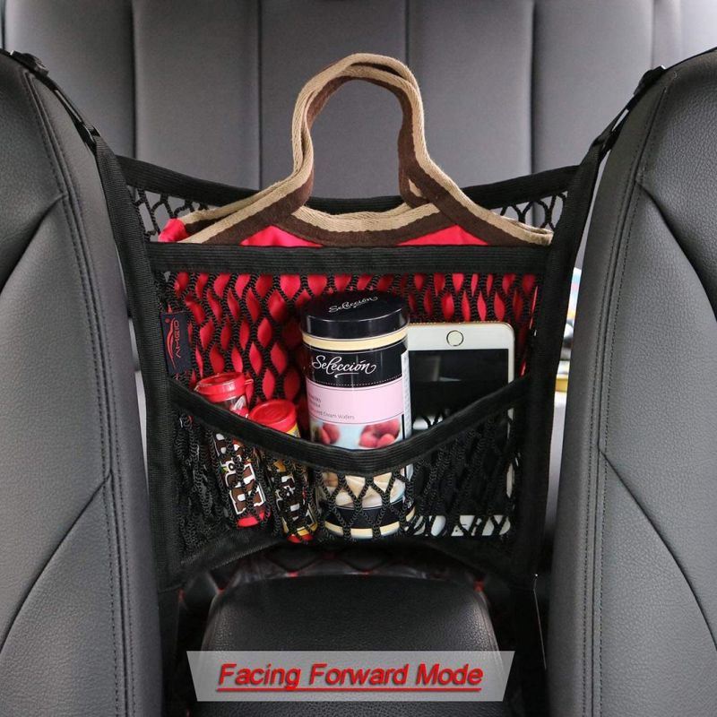 Car Net Barrier 3 Layers with Auto Safety Mesh Organizer, Universal Stretchable Pet Barrier Backseat Storage Mesh Bag Dog Car Divider Net for Cars, Suvs-Drive