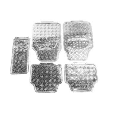 5PCS All-Weather Aluminum PVC Rubber Car Floor Mats in Silver Color