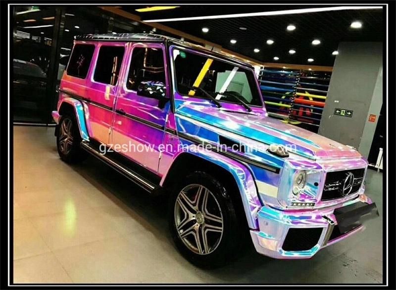 Rainbow White Colored Self- Adhesive Rainbow Mirror Chrome Car Wrapping Vinyl Foil