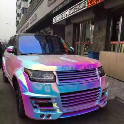 Tsautop 1.35*18m Rainbow Chrome White Car Wrap Metallic Pearl Vinyl