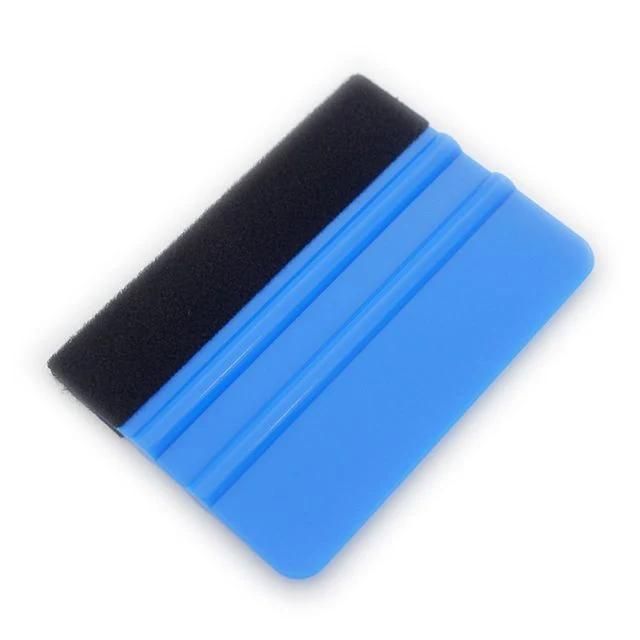 1PC Auto Styling Vinyl Carbon Fiber Window Ice Remover Cleaning Wash Car Scraper with Felt Squeegee Tool Film Wrapping 10X7cm