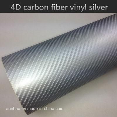 Annhao 1.52X28m Air Free Glossy Grey Auto 4D Carbon Fiber Vinyl Car Sticker Roll