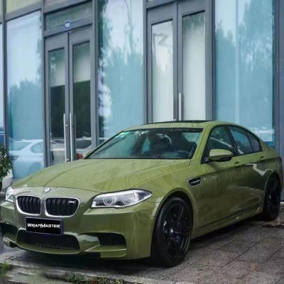 Tsautop 1.52*18m Battle Green Super Glossy Crystal Car Sticker Vinyl Wrap