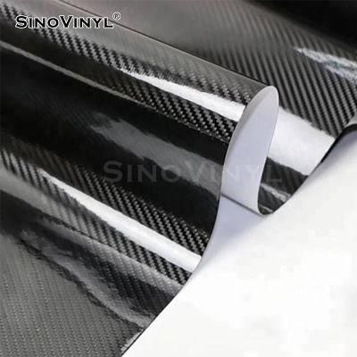 SINOVINYL Air Bubble Free 5D 6D Gloss Black Carbon Fiber Full Body Car Sticker Wrap Auto Vinyl