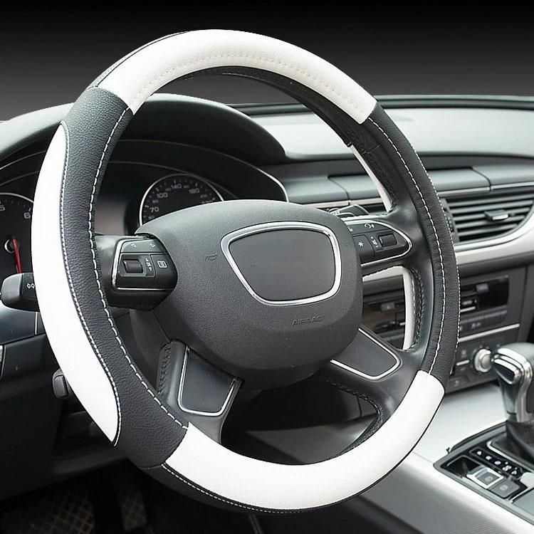 Leather Auto Car Steering Wheel Cover Black