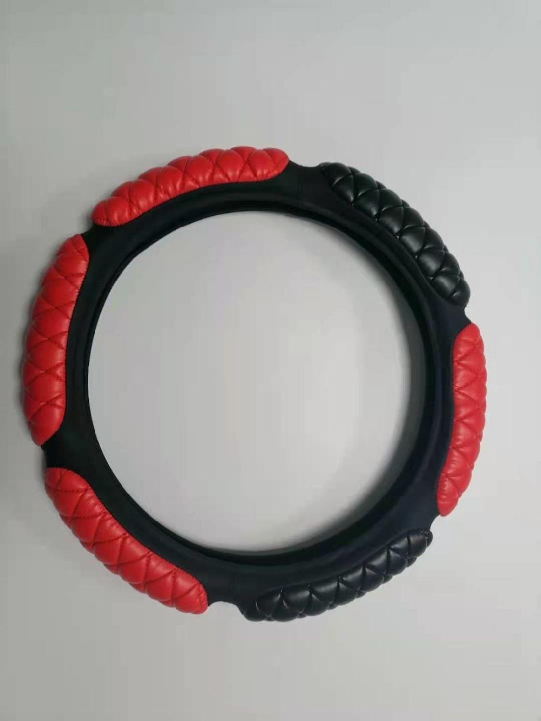 Red Black PU Steering Wheel Cover