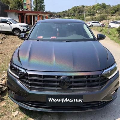 Tsautop 1.52*18m Gloss Iridescent Laser Car Wrap Car Body Change Films Grey Car Wrap