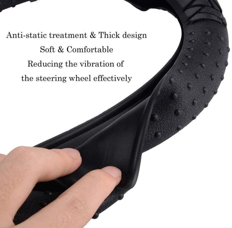 Latex Rubber Steering Wheel Cover, Non-Slip and Sweat Absorbent, Universal 14 to 15 Inches, Black