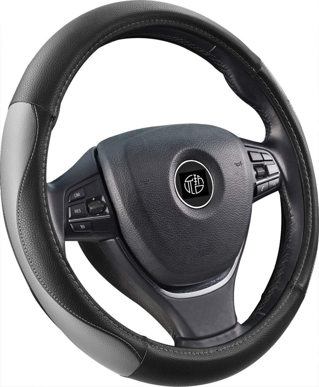 OEM Antiskid Washable Black and Beige PU/PVC Car Steering Wheel Set