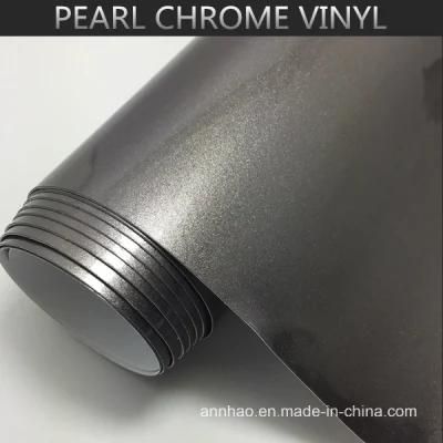 Annhao Glossy PVC Grey Color Pearl Chrome Metallic Car Vinyl Wrap Film with Air Bubble Free