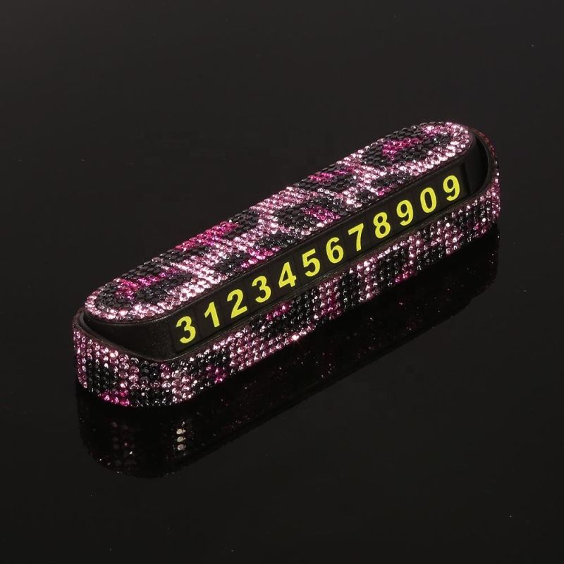 New Design Car Temporary Parking Sign Rhinestone Car Parking Phone Number Plate.