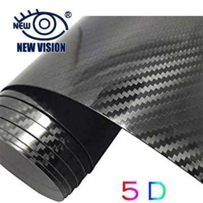 Black Glossy 5D Carbon Fiber Car Wrapping Vinyl Film