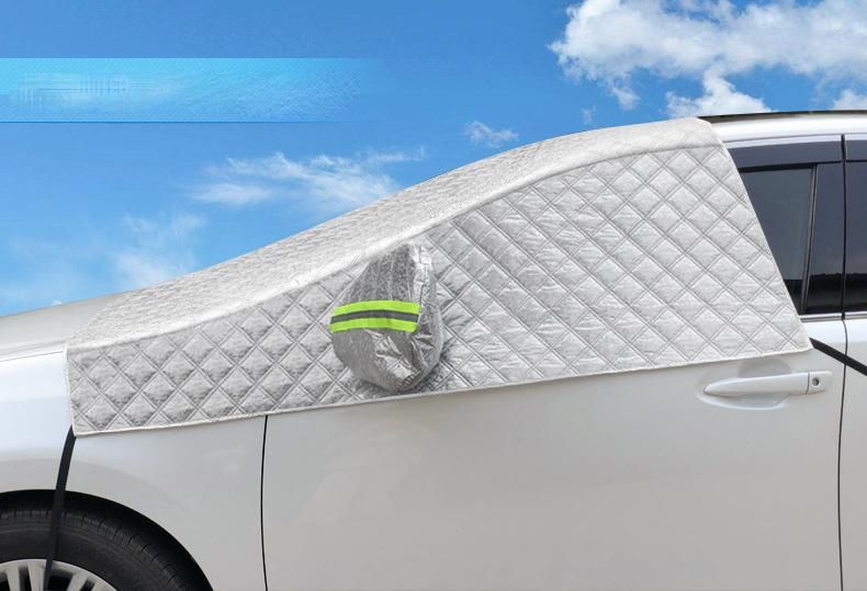 Wholesale Outdoor Windproof Waterproof Magnetic Half Car Cover Sunshade Protector Car Windshield Snow Ice Cover with Rear Mirror Cover