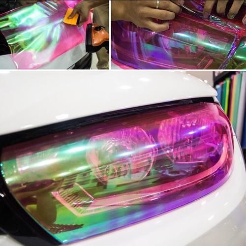 Idealmax Car Wrap Headlight Tint Film Chameleon Pink Color