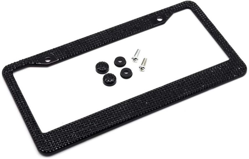 Car Accessory Black Bling License Plate Frame 1PC