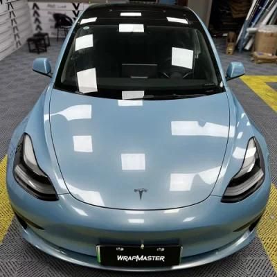 Tsautop 1.52*18m Super Glossy Metallic Ice Blue Vinyl Wraps PVC Sticker