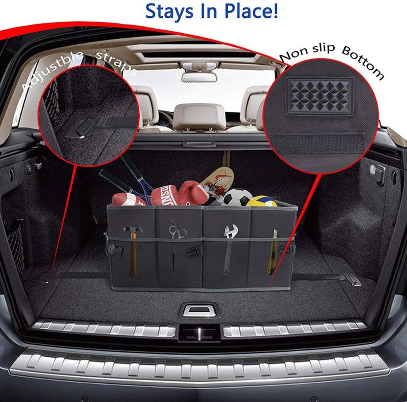 Trunk Storage Waterproof Collapsible Durable Multi Compartments, Car Trunk Organizer, Collapsible Storage