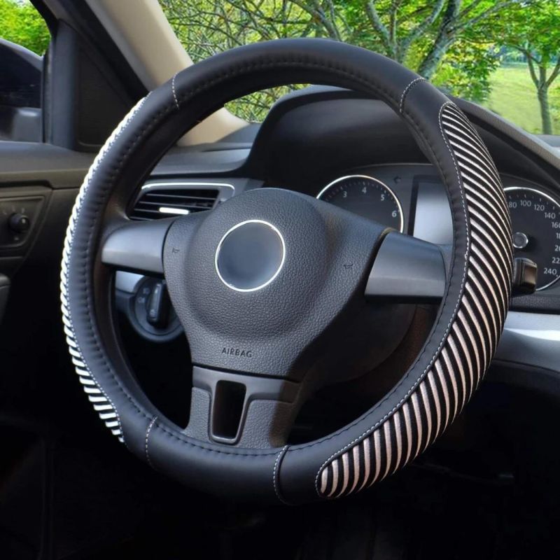 The Steering Wheel Cover Is Made of Super-Fine Fiber Leather Viscidity, Breathable, Non-Slip, No Peculiar Smell, Warm in Winter and Cool in Summer, New White