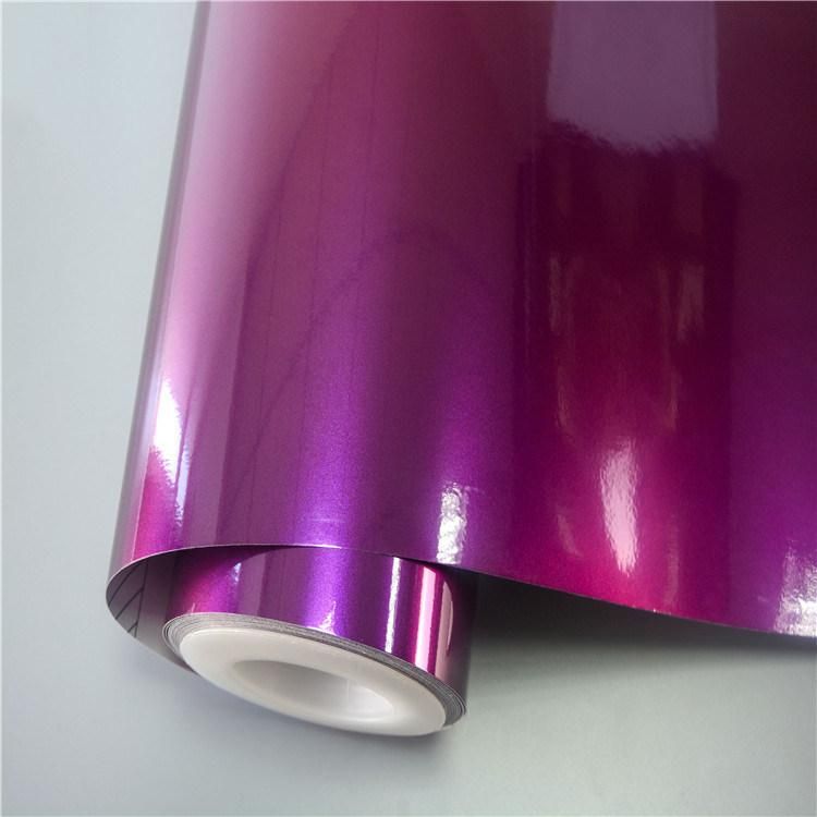 Glossy Metallic Dark Purple Vinyl Car Wrap Film Air Bubble Free