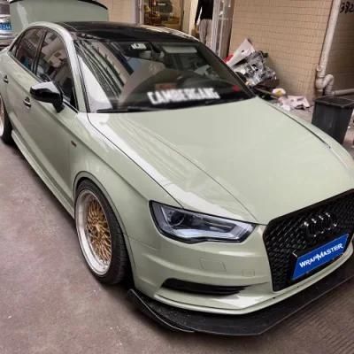 Tsautop 1.52*18meter Khaki Grey Super Gloss Crystal Vinyl Wrap Car