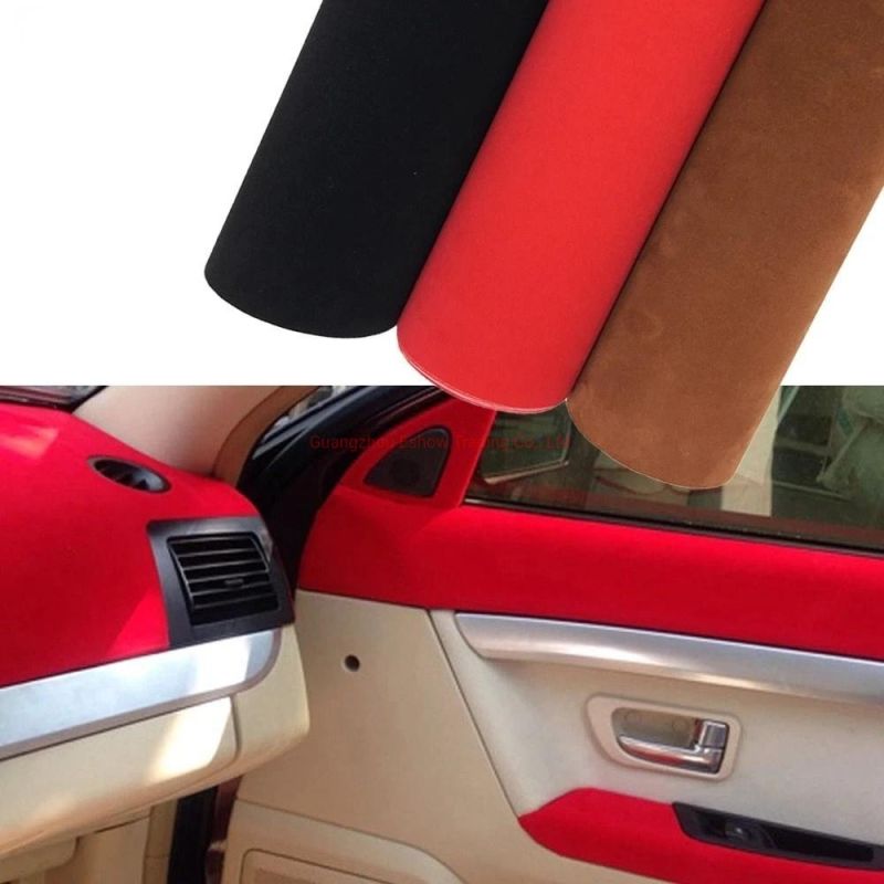 1.52X15m Factory Price Wholesale Car Interior Sticker Red Velvet Suede Car Wrap Vinyl Film