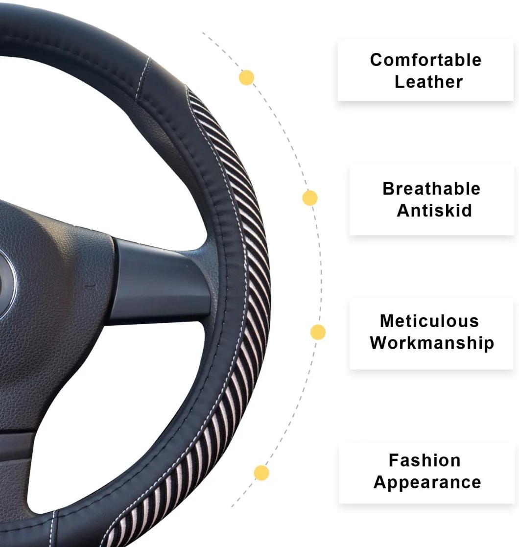 The Steering Wheel Cover Is Made of Super-Fine Fiber Leather Viscidity, Breathable, Non-Slip, No Peculiar Smell, Warm in Winter and Cool in Summer, New White