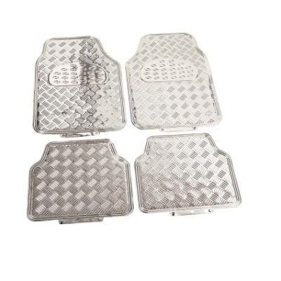 4PCS All-Weather Aluminum PVC Rubber Car Floor Mats in Silver Color