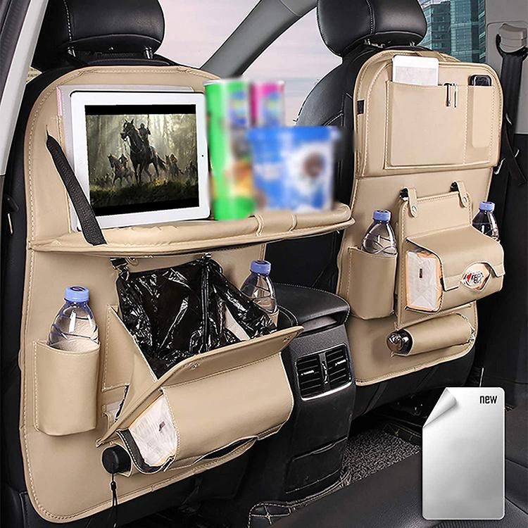 PU Leather Car Back Seat Protectors Kick Mats Car Travel Accessories Car Back Seat Organizer Storage for Kids