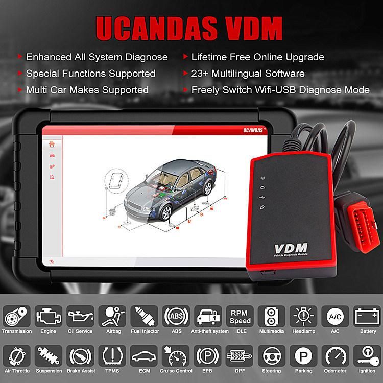 Ucandas Vdm WiFi Full System Obdii Car Fault Scanner Car Diagnosis Maintenance Tool+Tablet Win10