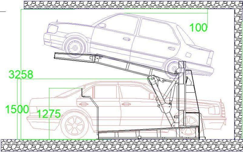 2 Level Angle Two Post Parking Lift Hydraulic