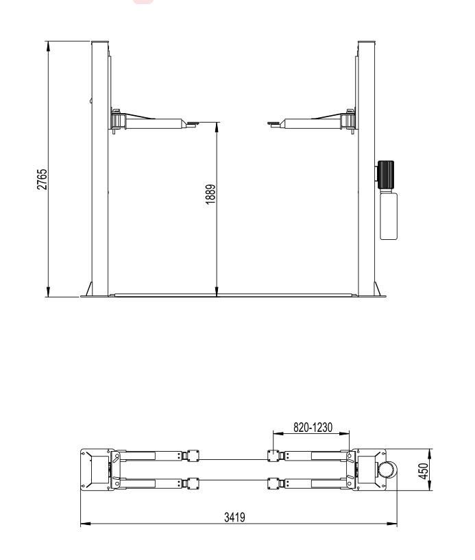 4200kg Two Post Hydraulic Lift for SUV