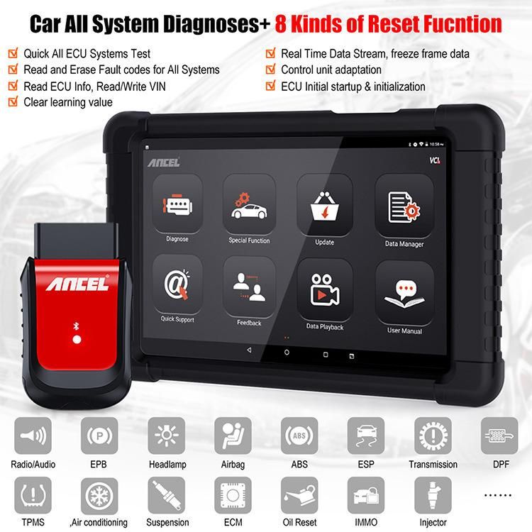 Ancel X6 Obdii Full System Diagnostic Tool Epb DPF Sas ABS Reset Oil Maintenance to Zero