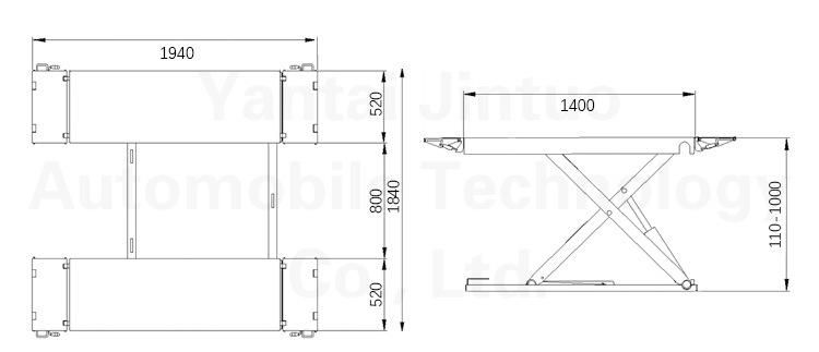 Jt-3000ms Hydraulic Mini Portable MID Rise Jintuo Auto Car Scissor Lift