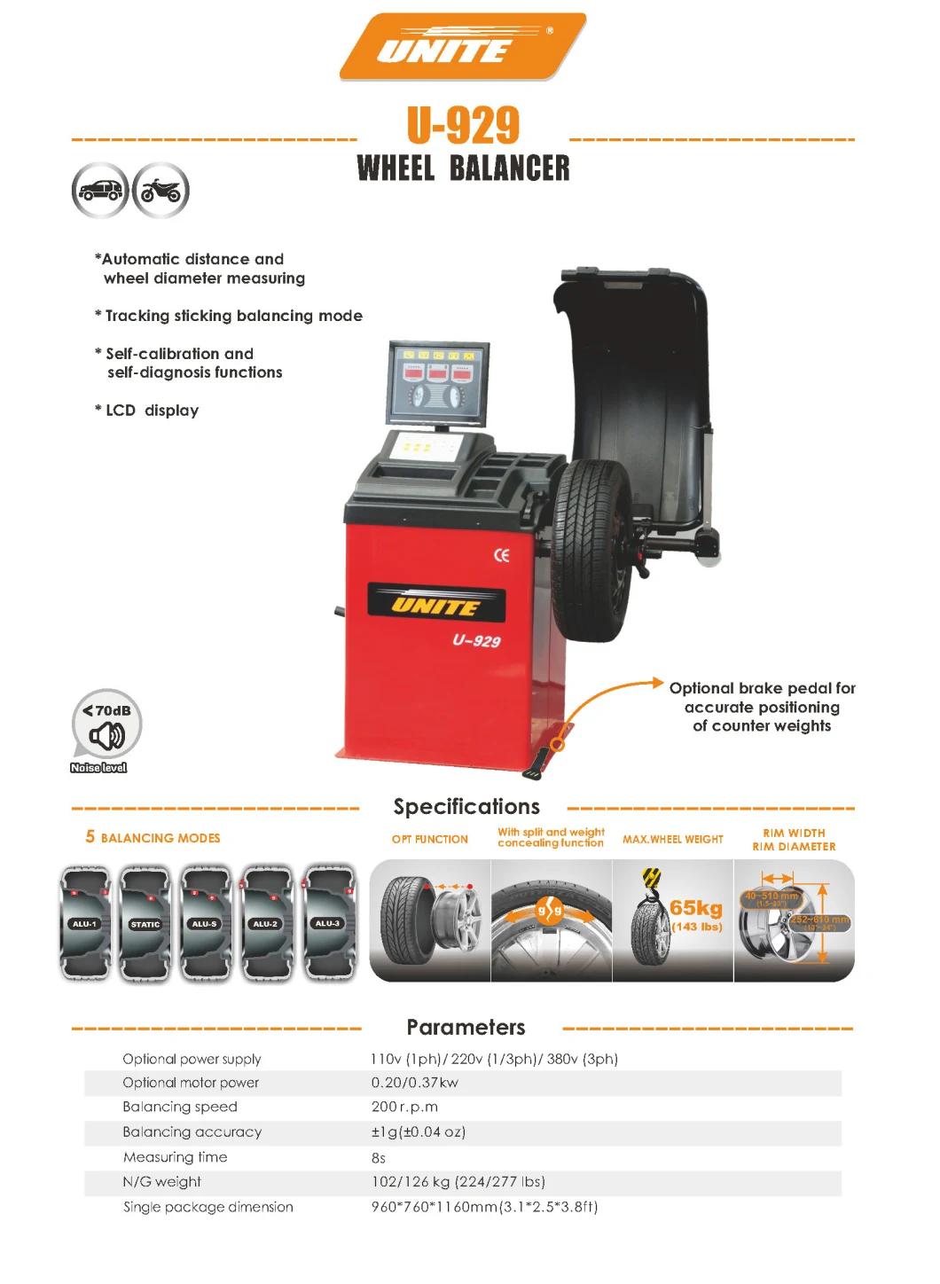 Unite U-929 Car Wheel Balancer CE Standard Tyre Balancer with High Performance