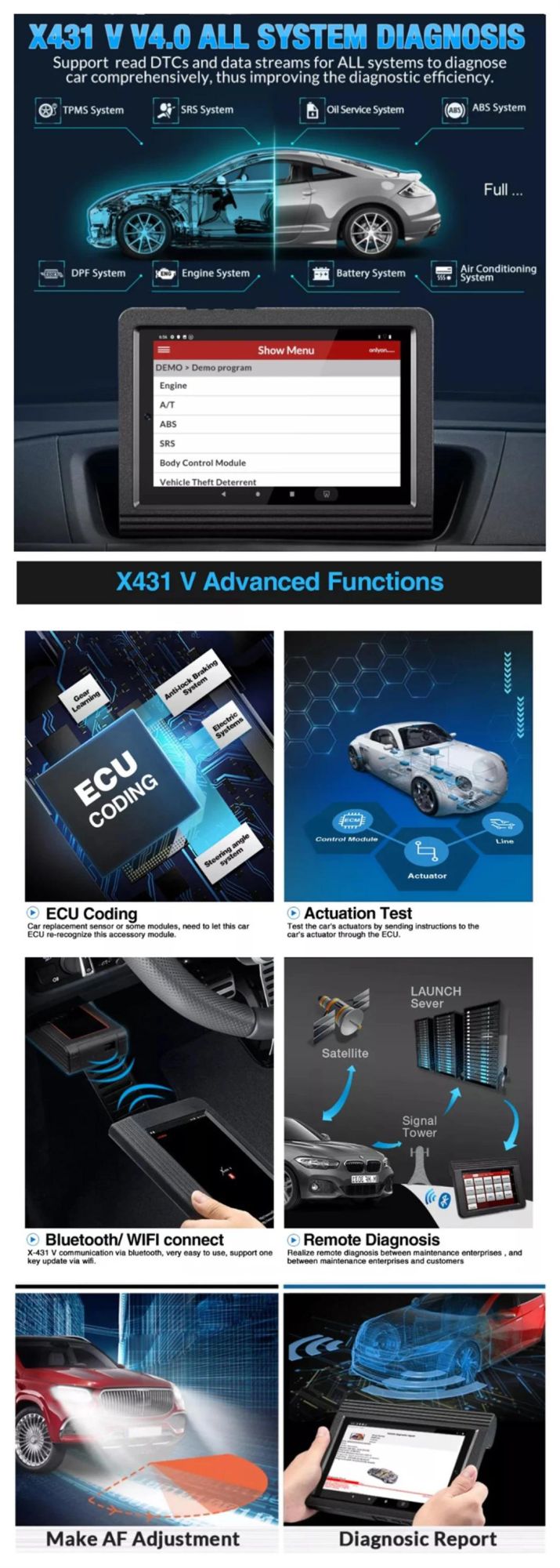 Launch X431 V Bt/Wi-Fi Automotive Full System Diagnostic Tool ECU Coding X-431 V PRO OBD2 Code Reader Scanner Auto Switches