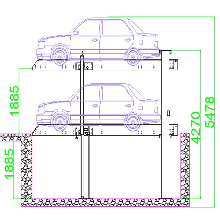 Low Height Garage Underground Hydraulic Car Parking System/Lift/Stacker/Hoist/Elevator with Pit