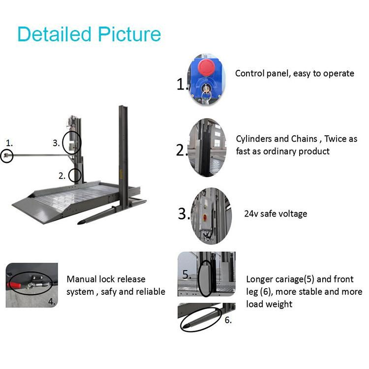 2 Post Sharing Column Double Floor Car Parking Lift