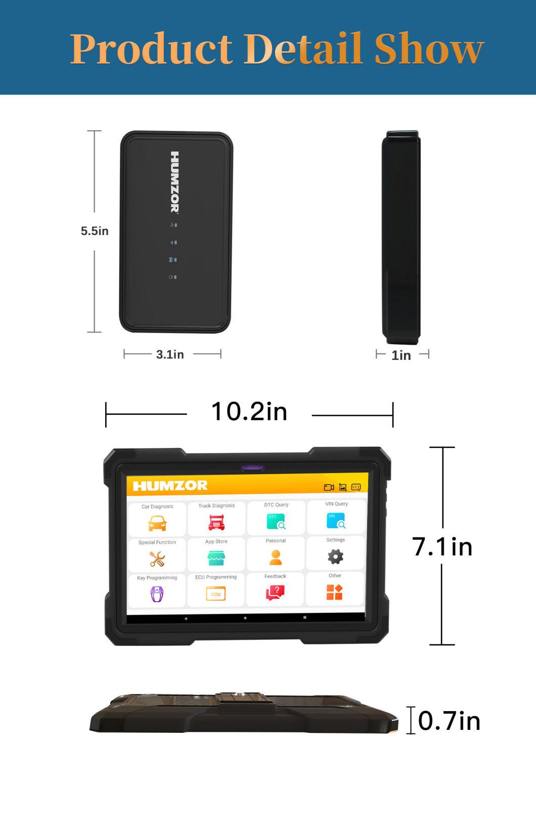 2022 New Humzor Ns666s Diagnostic for Both 12V Gasoline Cars and 24V Diesel Heavy Truck OBD2 Diagnostic Scanner All Systems ABS Airbag DPF Oil Reset Automotive