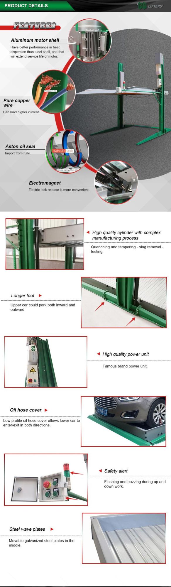 Two 2 parking car lift for home garage