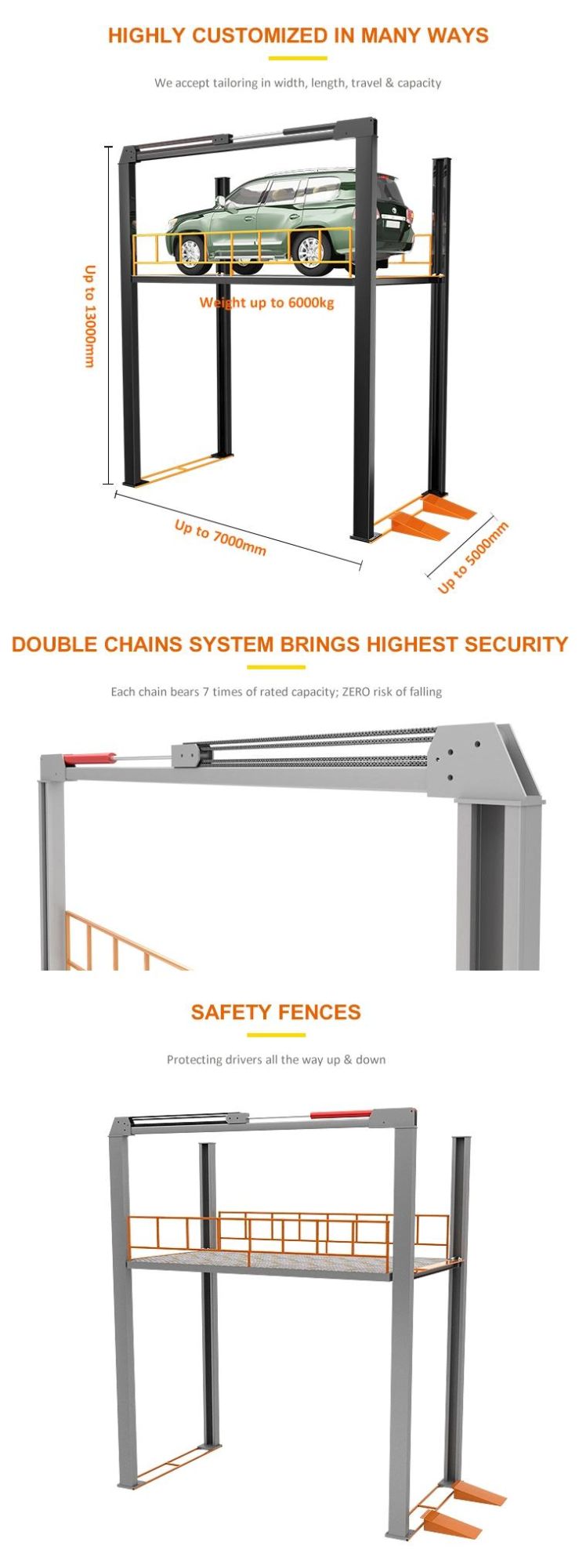 High Load 4 Post Liting Platform Garage Equipment