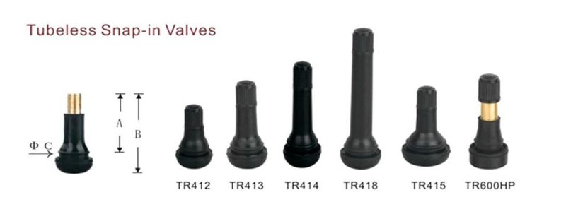 Rubber Snap-in Tubeless Tire Valve, Tubeless Tyre Valve