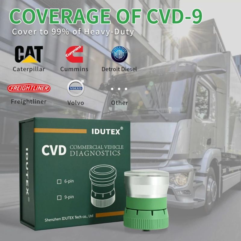 Idutex CVD-9 Truck OBD2 Diagnostic Tools Automotive Professional Code Reader Scanner Check Engine Free Update Pk Elm327