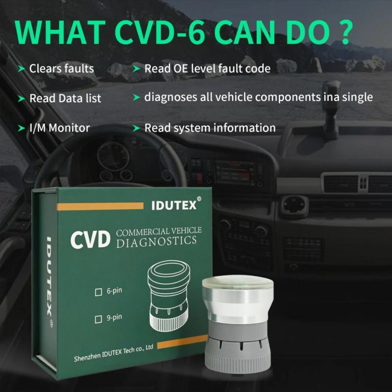 Idutex CVD-6 Heavy Duty Truck & Car HD OBD2 Diagnostic Code Reader Scanner Tool