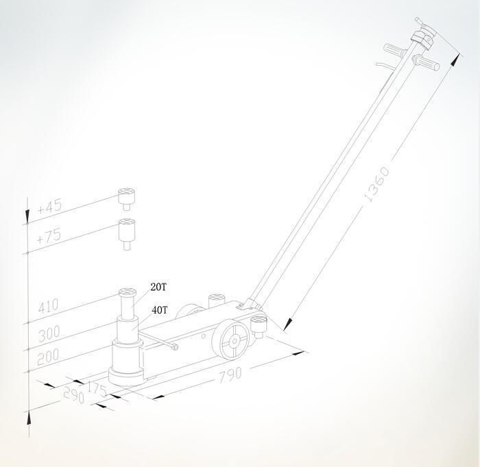 Two Stage Air Driven Hydraulic Floor Jack for Truck