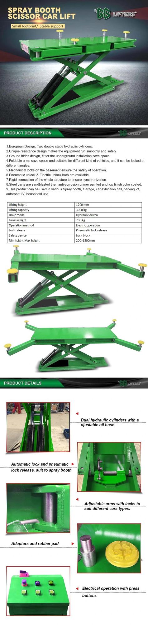 Best Quality Hydraulic Cylinder Scissor Spider Floor Lift