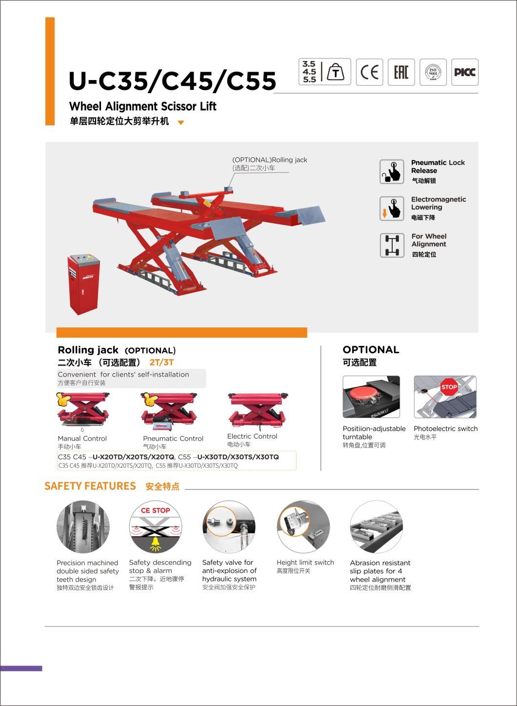 Alignment Lift Car Scissor Lift Hydraullc Scissor 3.5 T Capacity U-C35 4 Wheel Alignment Car Scissor Lift