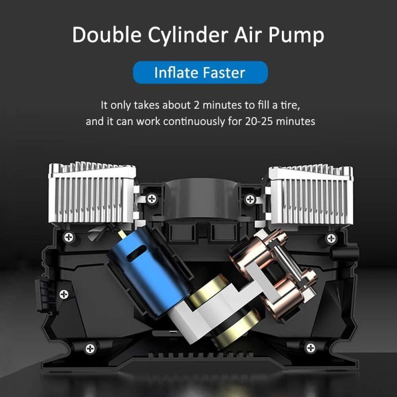 Hf858 Portable 12V Air Compressor Car Tyre Inflator Heavy Duty Pump Tire Inflator