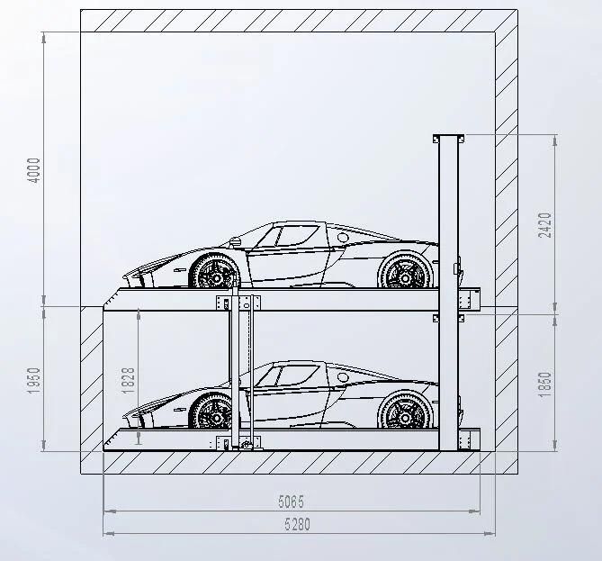 Direct Car Parking Lift Underground for 2 or 4 Cars